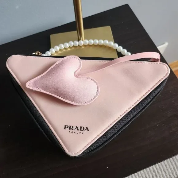 Prada Black and Pink Triangle Clutch - Picture 2 of 10